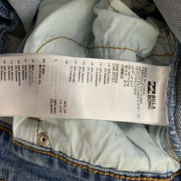 Billabong Womens Lace Up Jean Denim Shorts Size 30 Distressed Cut Offs Stretch - Picture 5 of 8